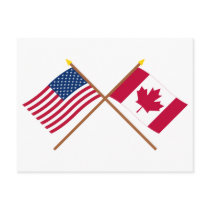US and Canada Crossed Flags Postcard