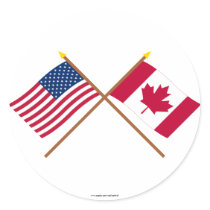 US and Canada Crossed Flags Sticker