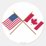 US and Canada Crossed Flags Sticker