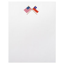 US and Chile Crossed Flags Custom Letterhead