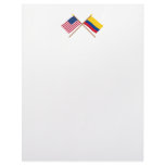 US and Colombia Crossed Flags Letterhead Design