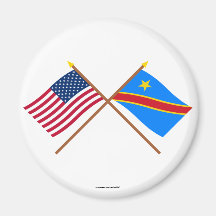 US and Congo Democratic Republic Crossed Flags Refrigerator Magnets