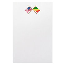 US and Congo Republic Crossed Flags Stationery Design