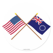 US and Cook Islands Crossed Flags stickers by Vexillophile US and Cook Islands Crossed Flags stickers