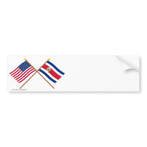 US and Costa Rica Crossed Flags Bumper Sticker