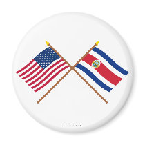 US and Costa Rica Crossed Flags magnets
