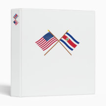 US and Costa Rica Crossed Flags Vinyl Binders