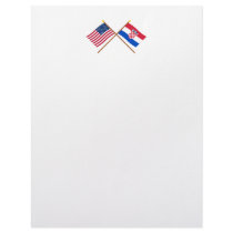 US and Croatia Crossed Flags Customized Letterhead