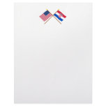 US and Croatia Crossed Flags Customized Letterhead