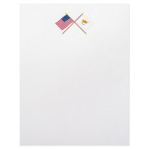 US and Cyprus Crossed Flags Personalized Letterhead