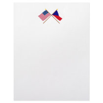 US and Czech Republic Crossed Flags Custom Letterhead