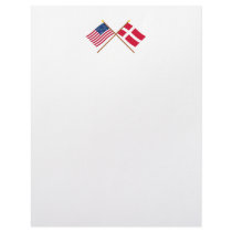 US and Denmark Crossed Flags Personalized Letterhead