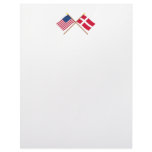 US and Denmark Crossed Flags Personalized Letterhead