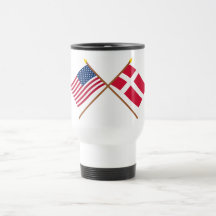 US and Denmark Crossed Flags Mugs