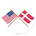 US and Denmark Crossed Flags stickers