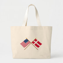 US and Denmark Crossed Flags Tote Bag