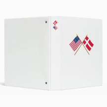 US and Denmark Crossed Flags Vinyl Binder