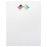 US and Djibouti Crossed Flags Personalized Letterhead