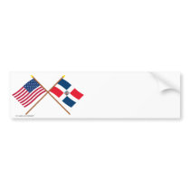 US and Dominican Republic Crossed Flags Bumper Stickers
