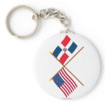 US and Dominican Republic Crossed Flags keychains