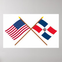 US and Dominican Republic Crossed Flags Poster
