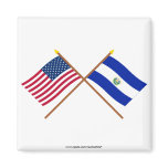 US and El Salvador Crossed Flags magnets