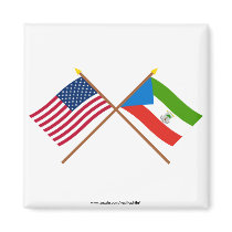 US and Equatorial Guinea Crossed Flags Refrigerator Magnet