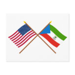 US and Equatorial Guinea Crossed Flags Post Cards