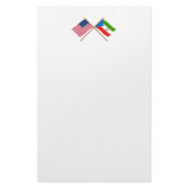 US and Equatorial Guinea Crossed Flags Personalized Stationery