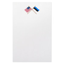 US and Estonia Crossed Flags Custom Stationery