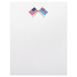 US and Fiji Crossed Flags Customized Letterhead