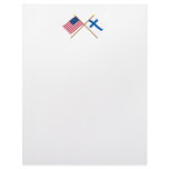 US and Finland Crossed Flags Letterhead Template