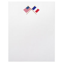 US and France Crossed Flags Custom Letterhead