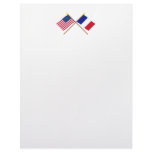US and France Crossed Flags Custom Letterhead