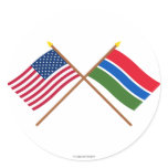 US and Gambia Crossed Flags Round Stickers