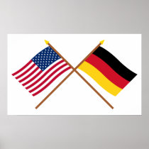 US and Germany Crossed Flags Print