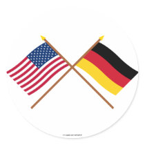 US and Germany Crossed Flags Sticker