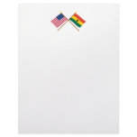 US and Ghana Crossed Flags Letterhead Template