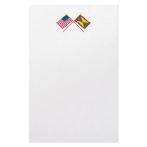 US and Grenada Crossed Flags Stationery Design