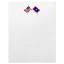 US and Guam Crossed Flags Letterhead Template
