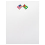 US and Guyana Crossed Flags Letterhead Template