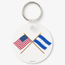 US and Honduras Crossed Flags keychains