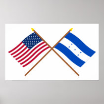 US and Honduras Crossed Flags Posters
