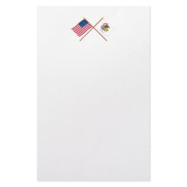 US and Illinois Crossed Flags stationery by Vexillophile US and Illinois Crossed Flags stationery