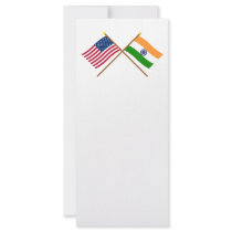 US and India Crossed Flags Personalized Rack Card