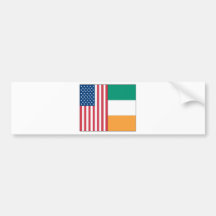 Us and Ireland Flags Bumper Stickers