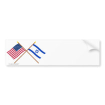 US and Israel Crossed Flags Bumper Stickers