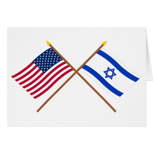 US and Israel Crossed Flags Cards