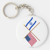 US and Israel Crossed Flags Keychain