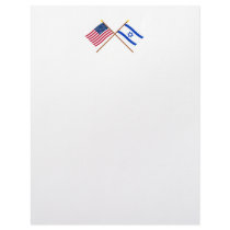 US and Israel Crossed Flags Letterhead Design